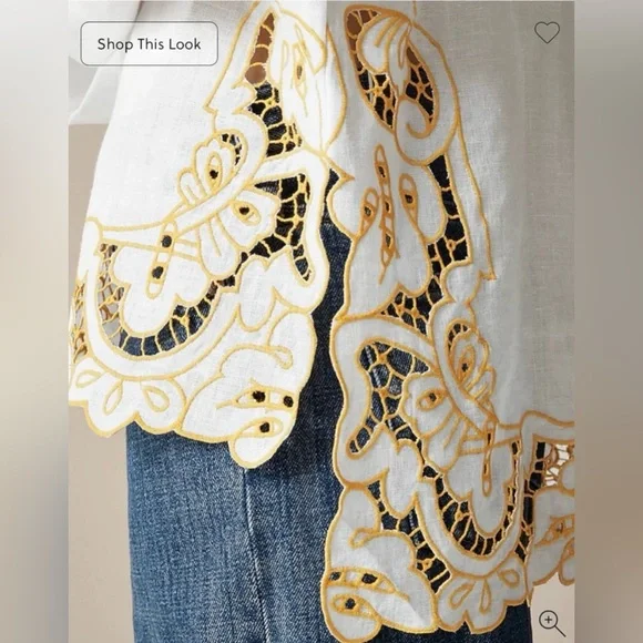 J.Crew Cutwork tunic top in linen in white - Picture 2 of 8